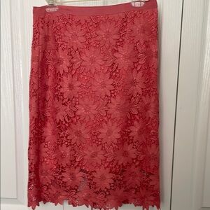 White House Black Market Pink Lace overlay Pencil Skirt